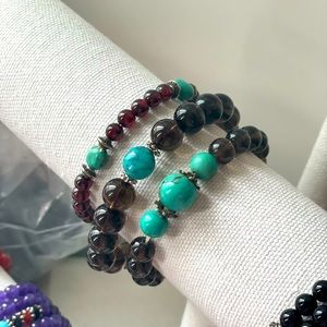 Smoky Quartz Turquoise Crystal Bracelet 10MM 8MM NEW